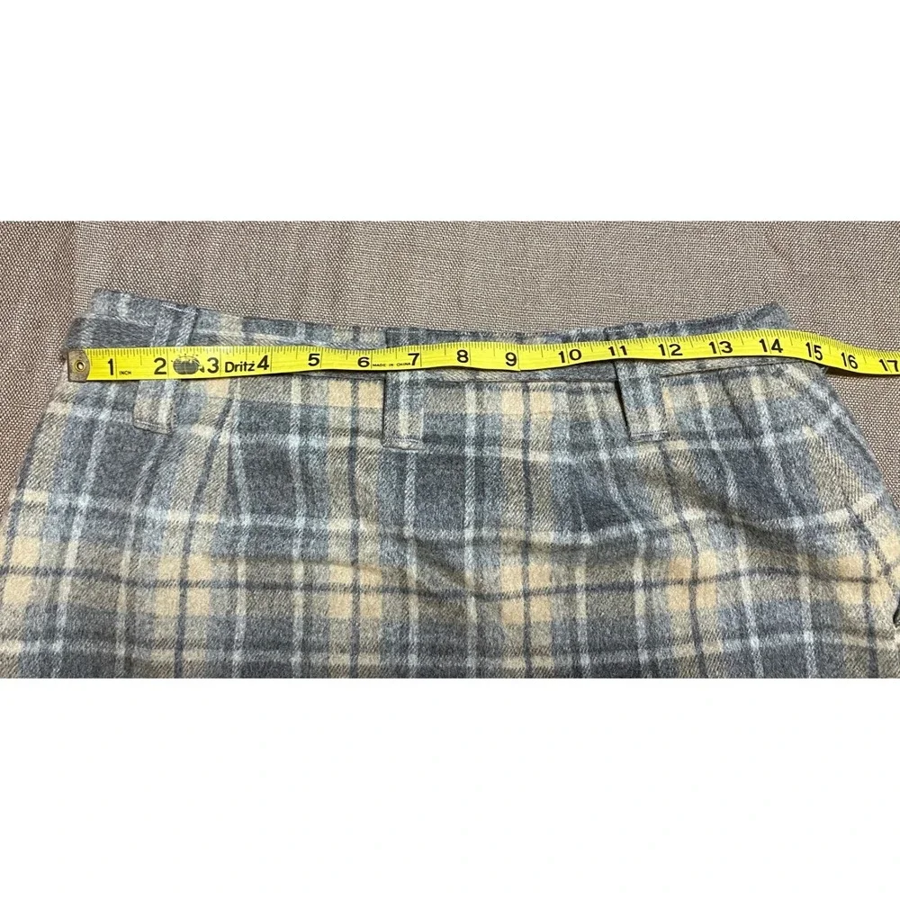 Talbots‎ Plaid Wool Blend Belted Knee Length Skirt Women Size 4 Gray Beige